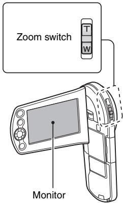 SANYO VPC-CS1P - Push the zoom switch toward [T/○] or [W/□□] to compose the desired image. - 1