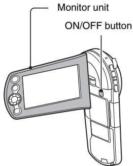 SANYO VPC-CS1P - Open the monitor unit, and press the ON/OFF button for at least 1 second. - 1