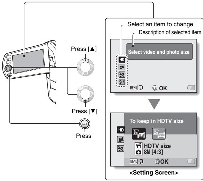 SANYO VPC-CS1P - Press [▲] or [▼] to select the item you wish to change, and press the SET button. - 1