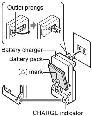 SANYO VPC-E1 - When the CHARGE indicator turns off, remove the battery pack from the charger. - 1