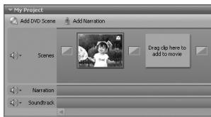 SANYO VPC-E1 - Drag and drop the data you selected in step 8 to "Drag clip here to add to movie" in the "My Project" field. - 1