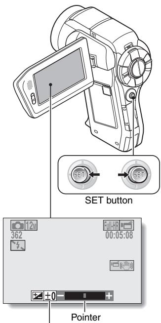 SANYO VPC-HD2000EX - Toggle the SET button to the left or right to adjust the exposure. - 1