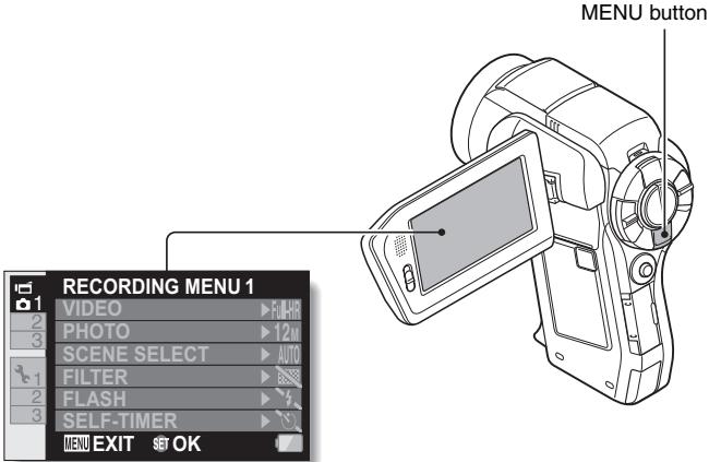 SANYO VPC-HD2000GX - Press the MENU button. - 1