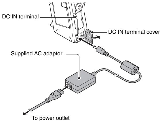 SANYO VPC-HD2000GX - Connect the AC adaptor to the camera. - 1