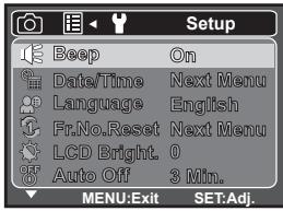 SANYO VPC-S880P - Setup Menu - 1