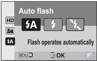 SANYO VPC-SH1 - Display the SIMPLE Mode Recording Menu (page 28), select the flash setting, and press the SET button. - 1