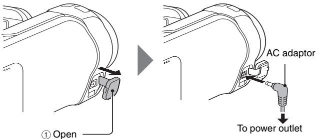 SANYO VPC-SH1GX - Use the power cord to connect the AC adaptor to a power outlet. - 1