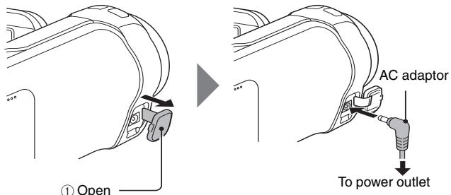 SANYO VPC-SH1R - Use the power cord to connect the AC adaptor to a power outlet. - 1