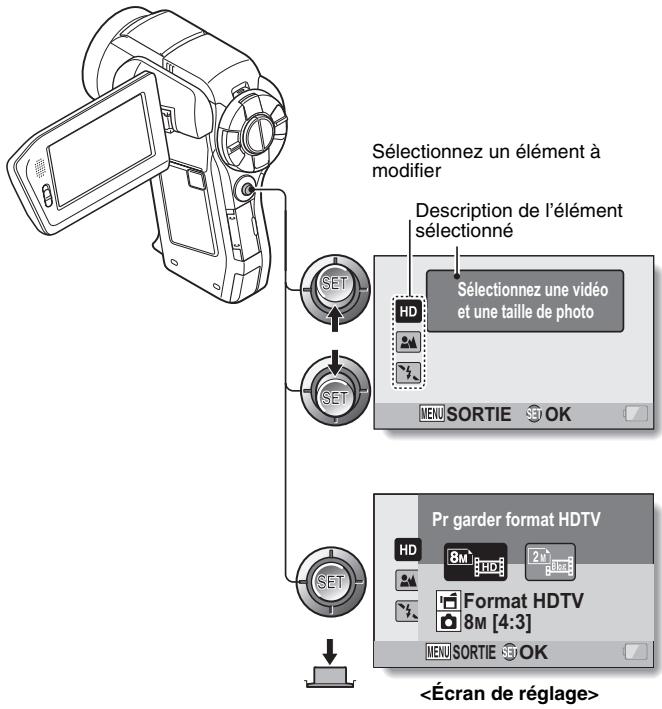 SANYO XACTI VPC-HD2000 - Accès à l'écran du menu de réglage du mode SIMPLE - 1