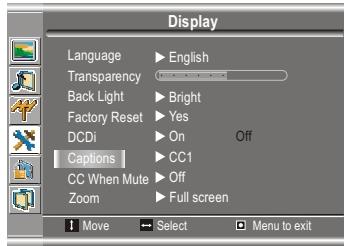 SANYO AVL-193 - Setting Closed Caption - 1