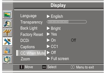 SANYO AVL-193 - Setting CC When Mute - 1