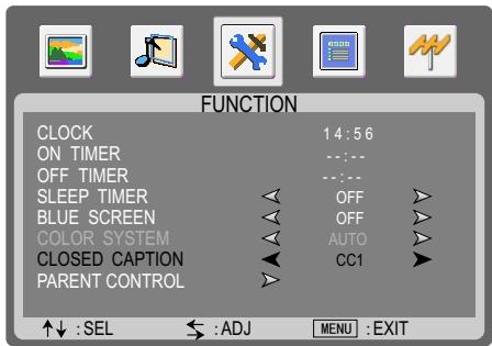 SANYO AVL-2610 - Setting Closed Caption - 1