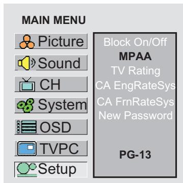 SANYO AVL-408 - Adjusting the TV Rating - 3