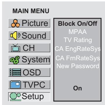 SANYO AVL-408 - Adjusting the TV Rating - 1