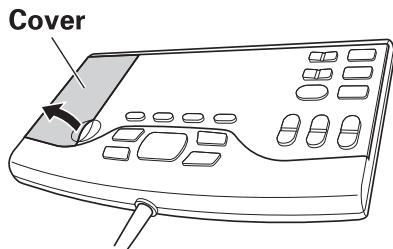 SANYO HEC-DR7750 - Open the cover of the remote control. - 1