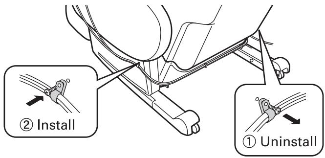 SANYO HEC-DR7750 - Uninstall the cord hook from the right-hand side of the arm rest, and install it on the left-hand side. - 1