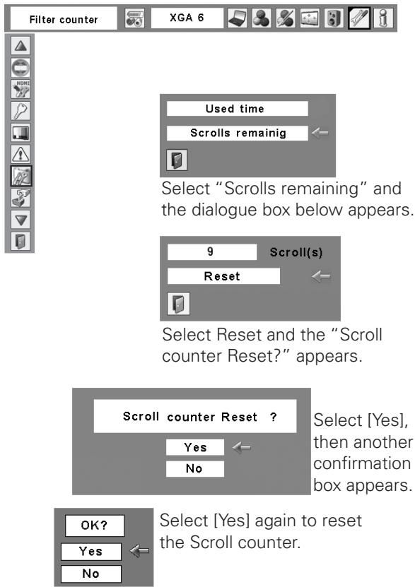 SANYO PLC-WTC500AL - Resetting the Scroll Counter - 2