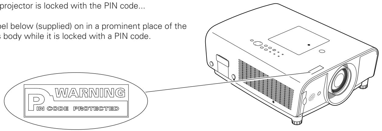 SANYO PLC-XT20/L - PIN Code Number Memo - 3