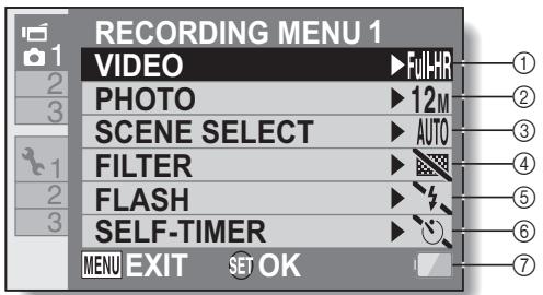 SANYO VPC-HD2000ABK - NORMAL Mode Recording Menu - 1