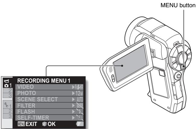SANYO VPC-HD2000ABK - Press the MENU button. - 1