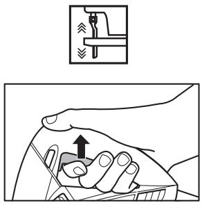 Diagram showing hand positioning technique with tool and directional arrow indicating movement
