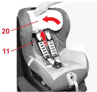 BRITAX SAFEFIX PLUS TT - Procedez comme suit pour adapter la hauteur de l'appui-tête 20 à la taille de votre enfant : - 1