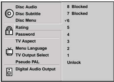 NAD L55 - SELECTING RATING LEVEL (DVD ONLY) - 2