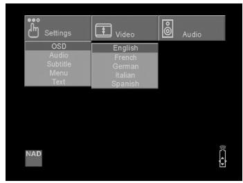 NAD S570 - SELECTING LANGUAGES - 1