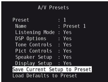 NAD T175 - EXEMPLE DE PROCÉDURE POUR LA CONFIGURATION DES PRÉRÉGLAGES A/V - 8