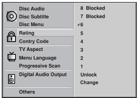 NAD T532 - SELECTING RATING LEVEL (DVD ONLY) - 2