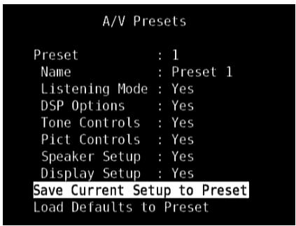 NAD M15 HD - SAMPLE PROCEDURE FOR SETTING UP A/V PRESETS - 9