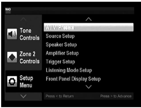 NAD T 747 - USING THE T 747-SETUP MENU - 7