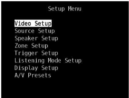 NAD T175 HD - SETUP MENU - 1
