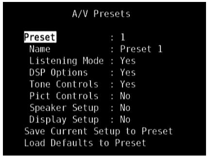 NAD T175 HD - A/V PRESETS - 1