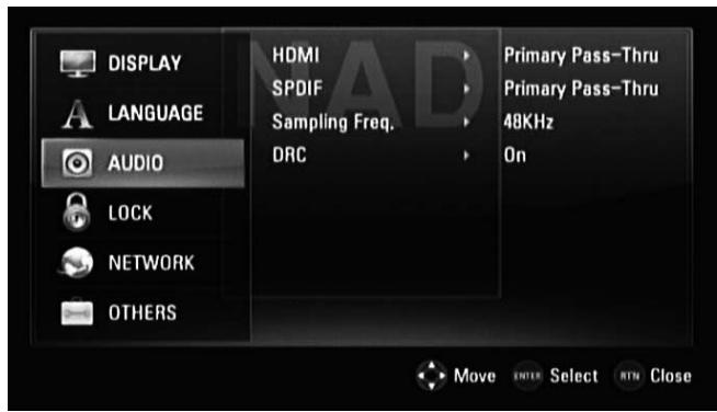 NAD T587 - AUDIO SETUP MENU - 1