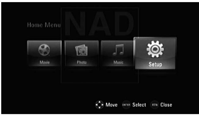 NAD T587 - USING THE HOME MENU - 1