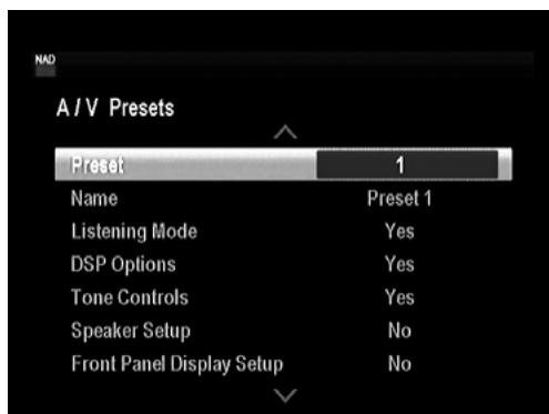 NAD T747 - A/V PRESETS - 1