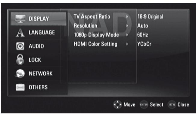 NAD M56 - DISPLAY SETUP MENU - 1