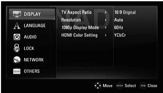 NAD T577 - MENU DE CONFIGURATION D'AFFICHAGE - 1