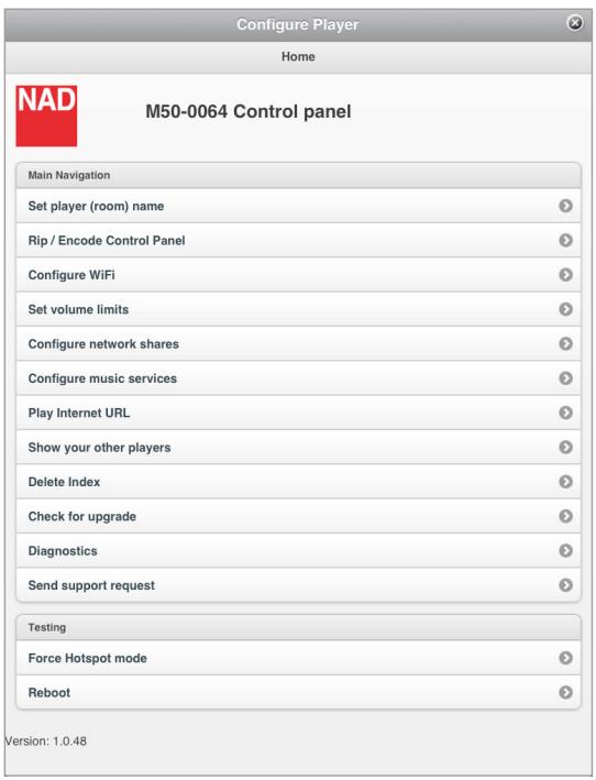 NAD M50 - CONFIGURE PLAYER - 1