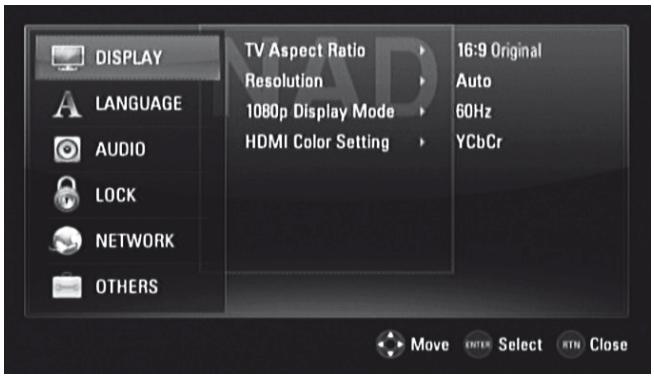 NAD T 557 - DISPLAY SETUP MENU - 1