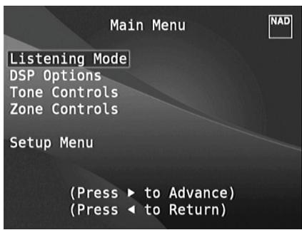 NAD T187 - MAIN MENU - 1