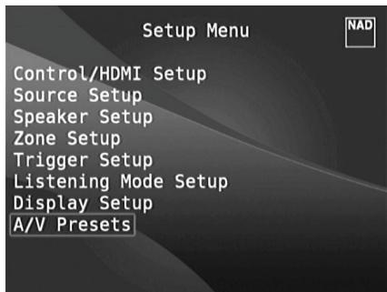 NAD T187 - USING THE T 187 - SETUP MENU - 3