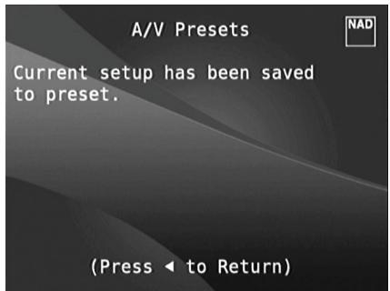 NAD T187 - SAMPLE PROCEDURE FOR SETTING UP A/V PRESETS - 9