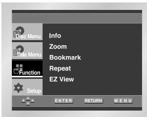 SAMSUNG DVD-L1200 - Using the Function Menu - 1