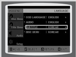 SAMSUNG HT-DS650 - Press Escor —, button to select the desired language and then press ENTER button. - 4