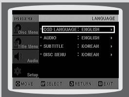 SAMSUNG HT-DS650 - Press Escor —, button to select the desired language and then press ENTER button. - 2