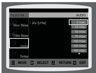 SAMSUNG HTQ40T-XAC - Press Cursor , buttons to select the AV-SYNC Delay Time and then press the ENTER button. - 1
