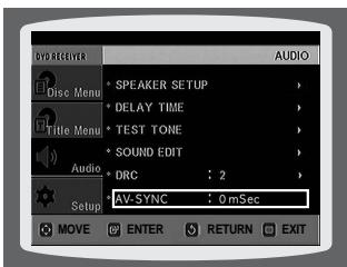 SAMSUNG HTQ40T-XAC - Press Cursor , buttons to move to 'AV-SYNC' and then press ENTER button. - 1