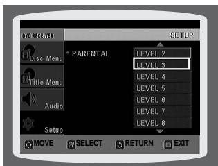 SAMSUNG HTQ40T-XAC - Setting Parental Controls (Rating Level) - 5
